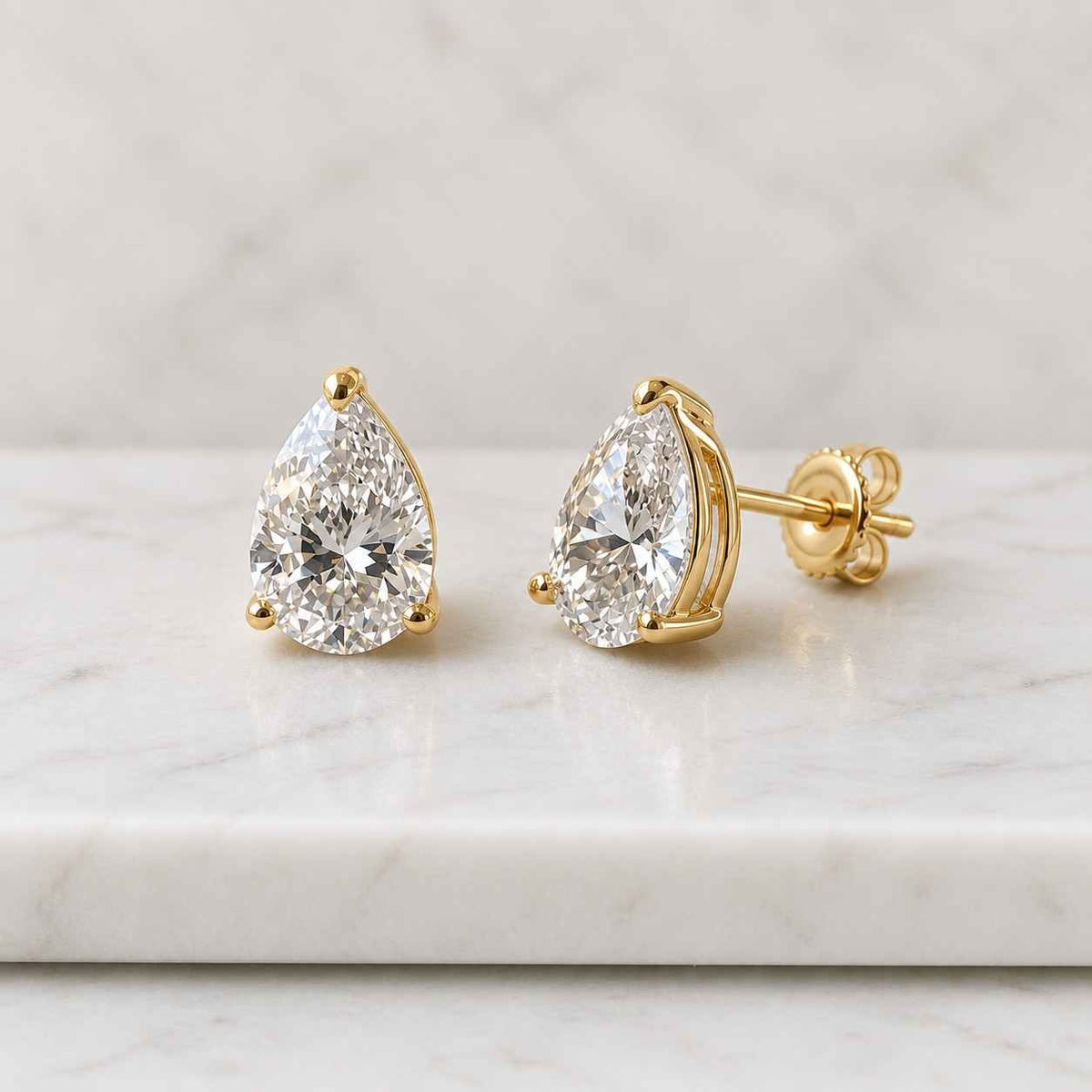 Pear Solitaire 3-Prong Lab Grown Diamond Stud Earrings
