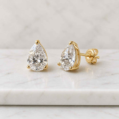 Pear Solitaire 3-Prong Lab Grown Diamond Stud Earrings
