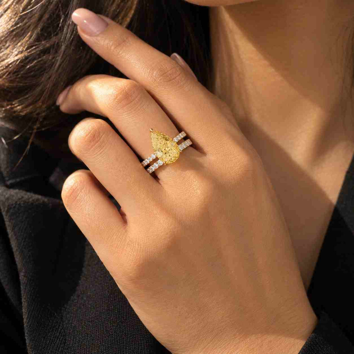 Pear Three Stone Engagement Ring,2.50 TCW Oval Cut Lab Grown Diamond Ring,Wedding Ring For Women,Trilogy Ring For Her,Anniversary Gift Ring
