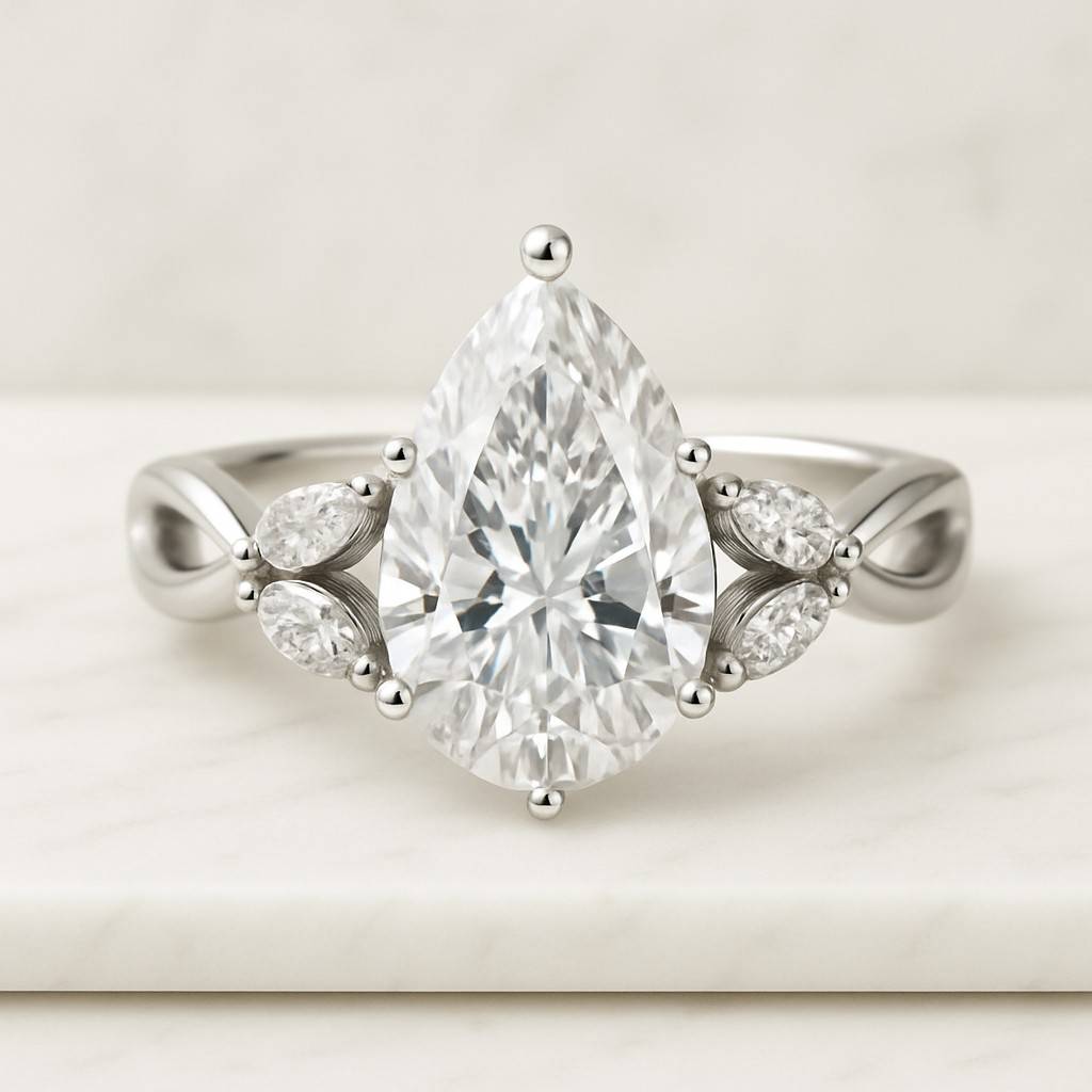 Pear Travel Engagement Ring Gold Silver Promise Ring Simulated Diamond Wedding Ring Sparkling Solitaire Pear Cut Minimalist Ring Daily wear