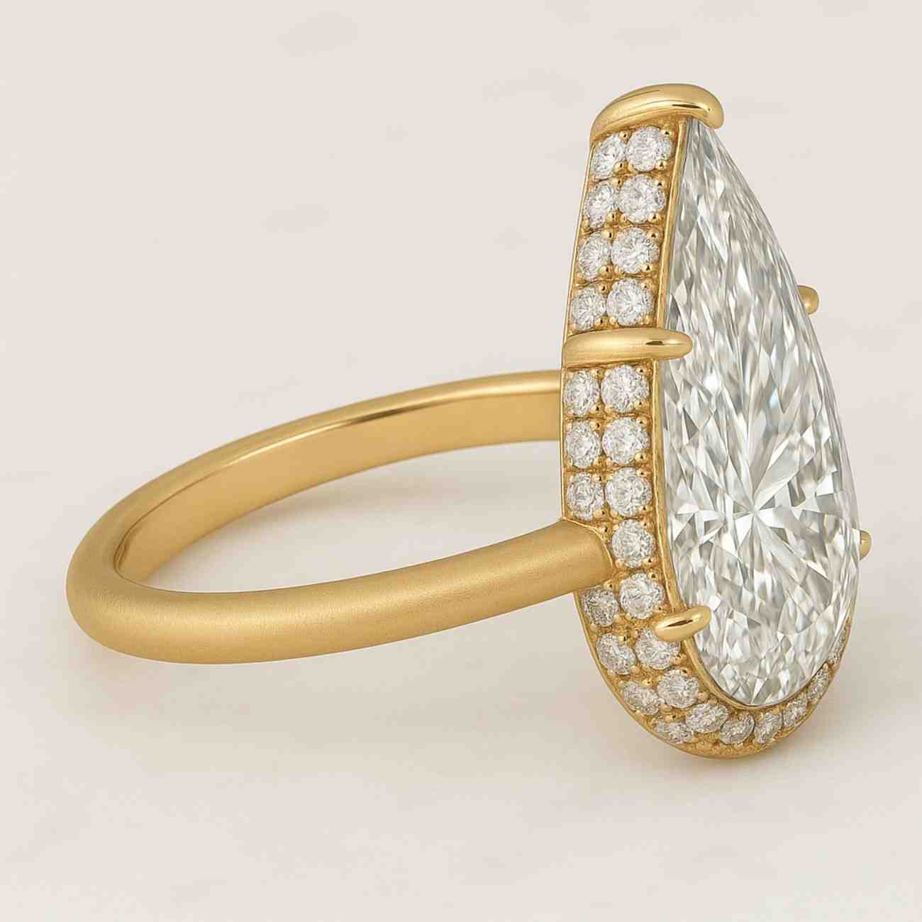 pear cut labgrown diamond ring
