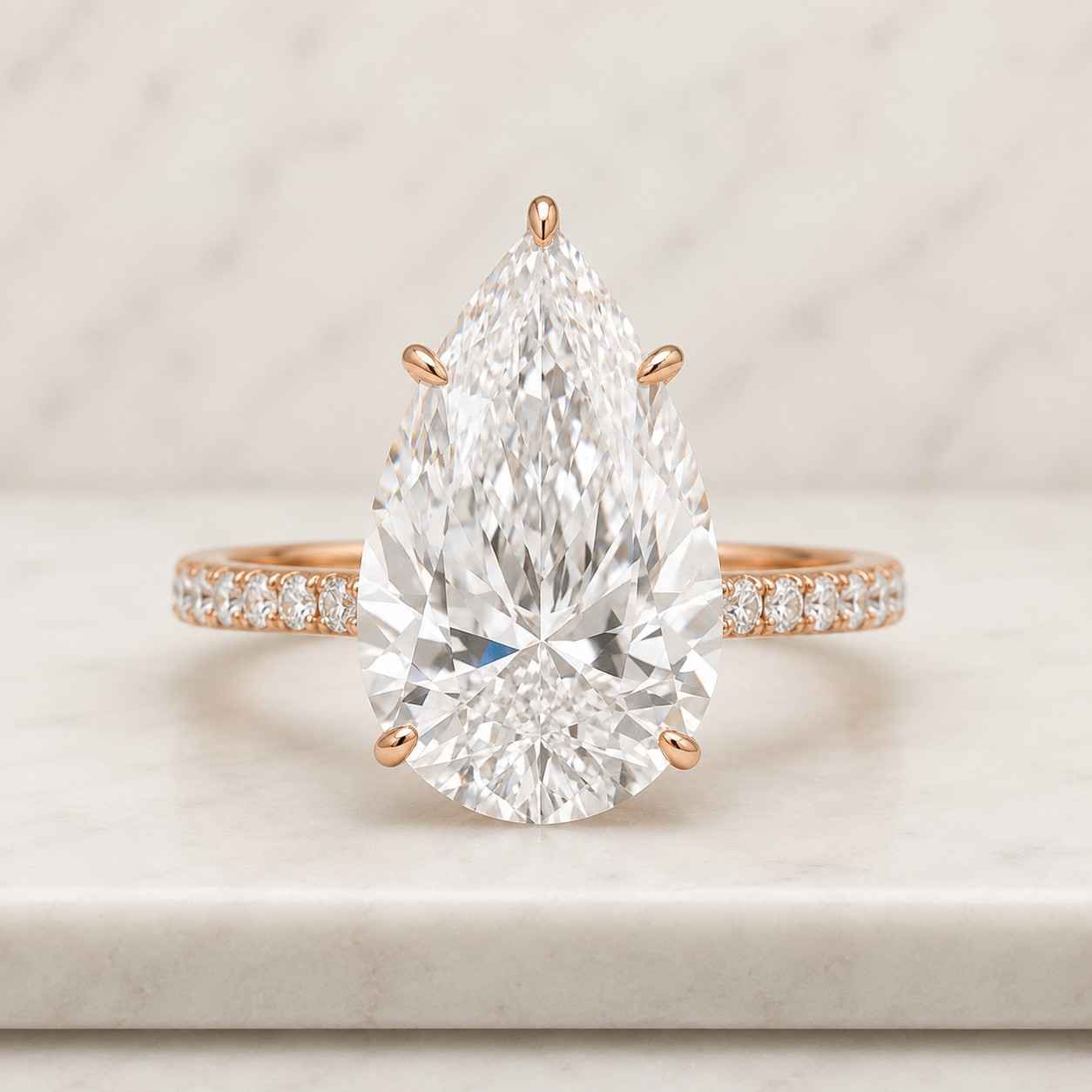 pear lab grown diamond ring, hidden halo & pave igi certified pear cut diamond wedding anniversary gifts
