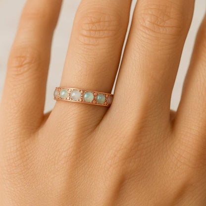 Pear shaped Opal engagement ring set vintage rose gold wedding ring Marquise cut diamond Stacking branch wedding set Bridal dainty ring set