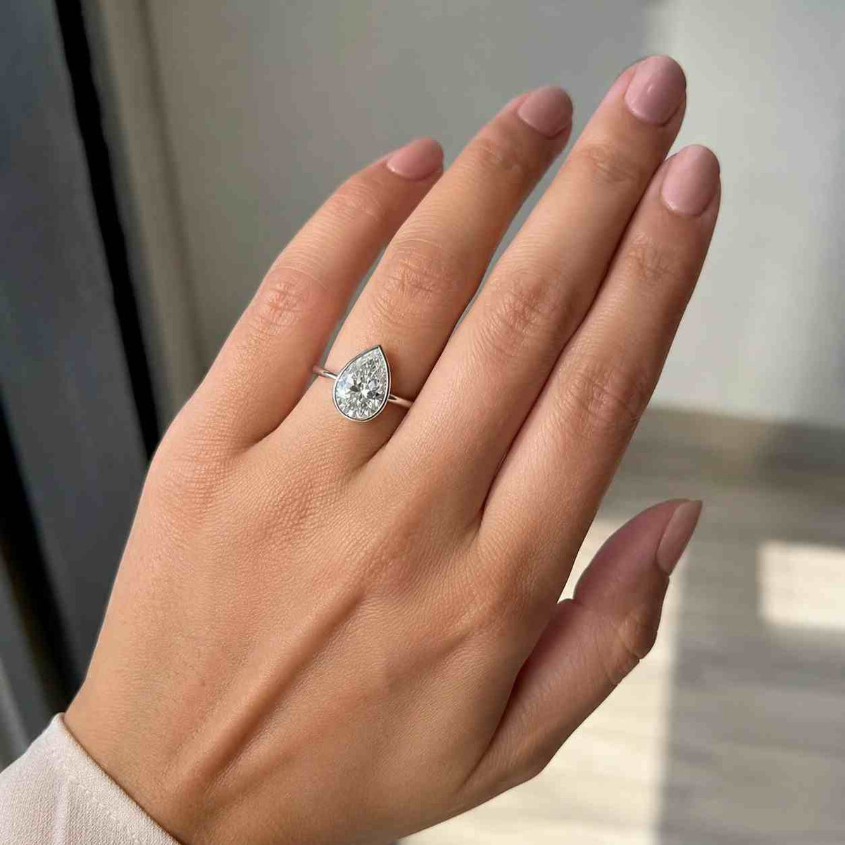 pear shaped engagement ring, dainty solitaire diamond ring