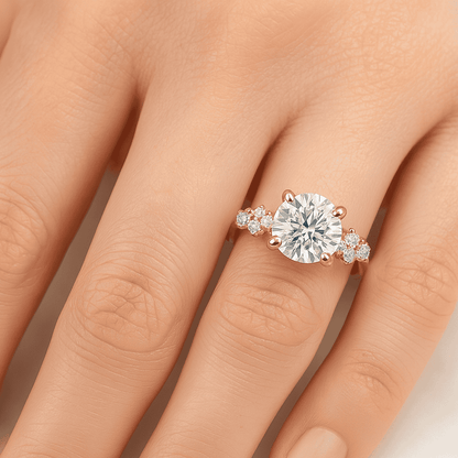 Pear and Round Cut Diamond Pave Set Stackable Ring, EVVS2 Lab Grown Diamond Ring,