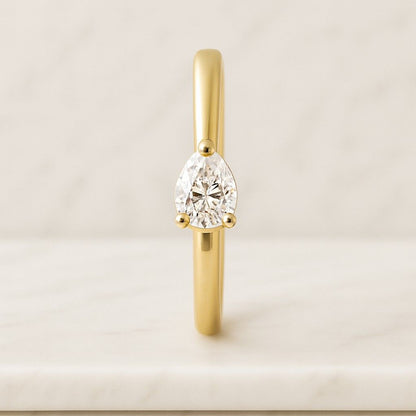  Round Cut CVD Diamond Engagement Ring, Pave Setting Half Eternity Ring For Wedding Unique Pear Shaped 1.5ct Lab Grown Diamond engagement ring