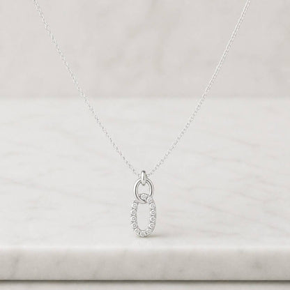 Pave Linked Pendant Necklace • Interlocking Diamond Necklace • Perfect Gift for Her • Minimalist Linked Necklace • Anniversary G