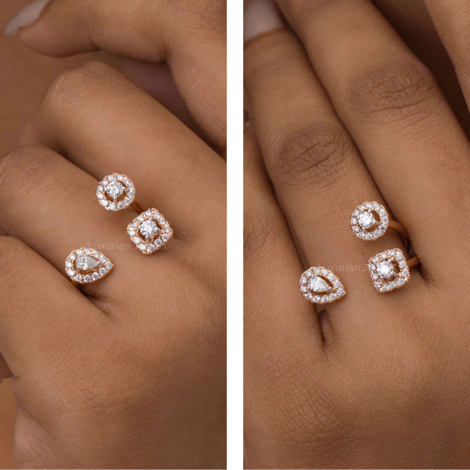 Perfect Matching Band, Open Cuff Diamond Ring, Mother's Day Gift Ring