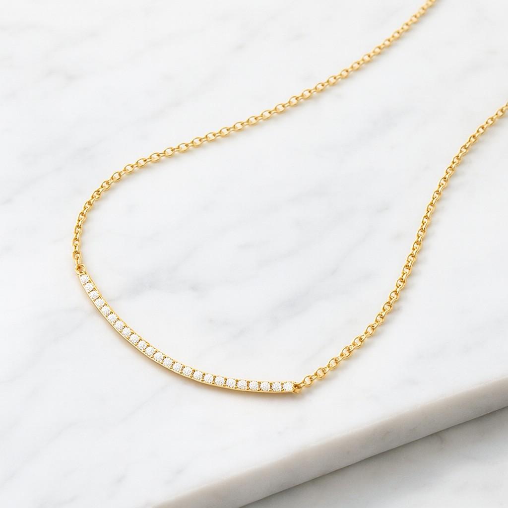 Perfect Pave Set Necklace In 14K Solid White Gold