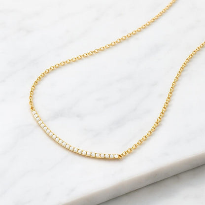 Perfect Pave Set Necklace In 14K Solid White Gold