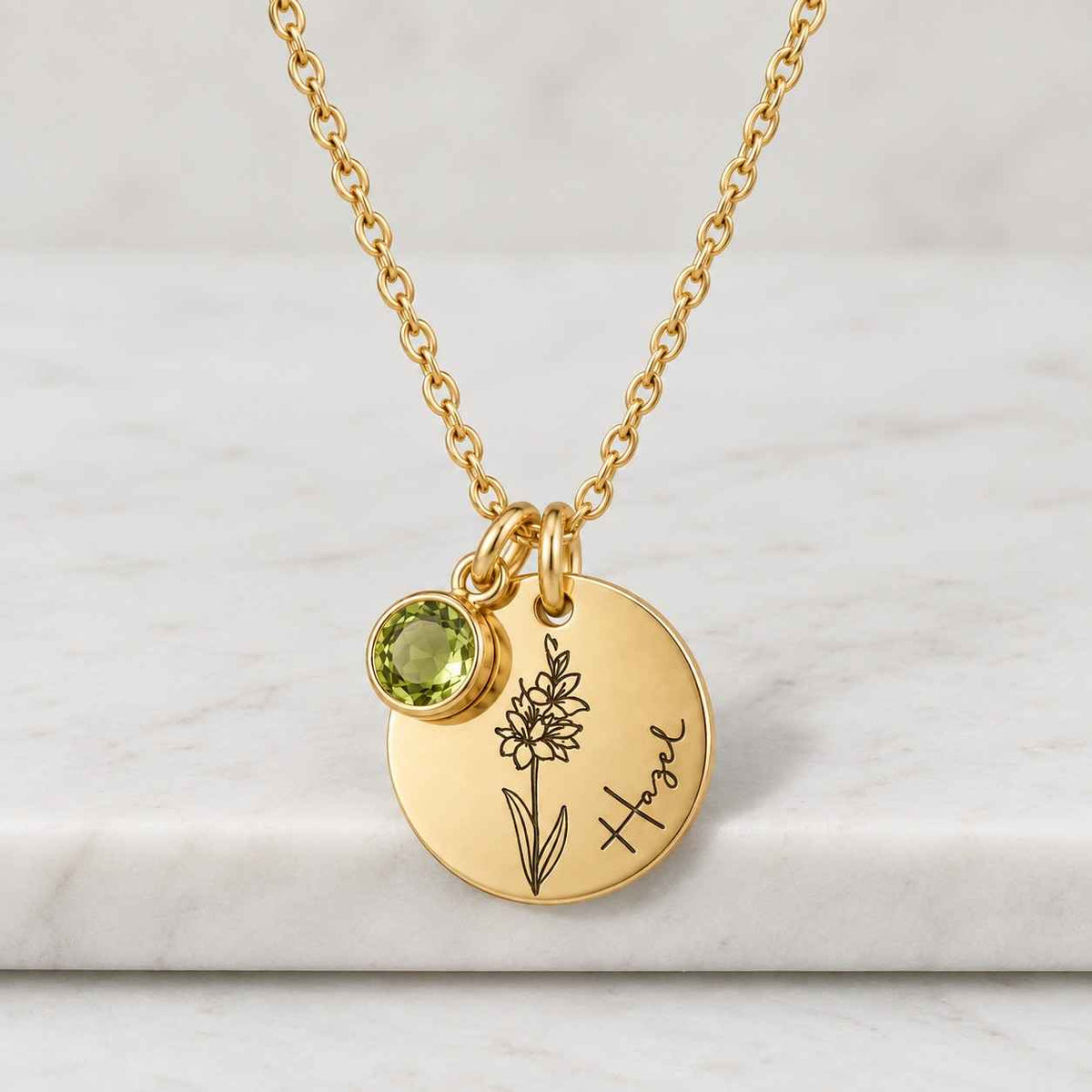 Peridot Necklace 14K Gold Vermeil, Pear Cut Peridot Birthstone Jewellery, Birthday gift for Her
