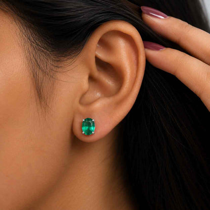 Peridot Oval Gemstone Stud Earrings, Natural Green Stone Jewelry, Prong Set Earrings, Timeless Elegant Gift for Women
