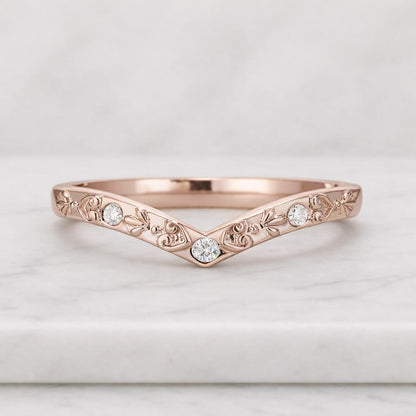 Lab Grown Diamond Chevron Wedding Band Ring
