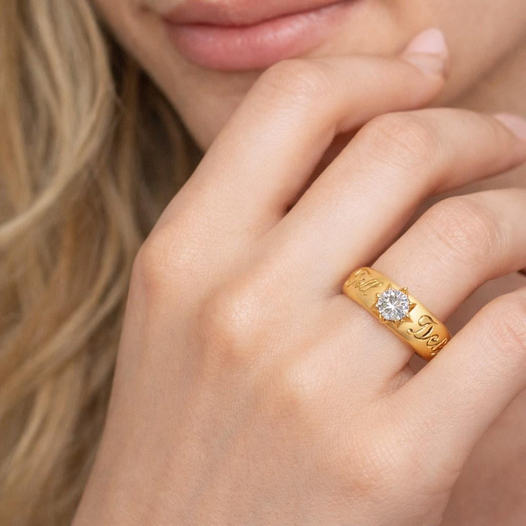 14K Gold “Till Death” Diamond Ring | Hand-Engraved Wedding Band | Gothic Romantic Fine Jewelry
