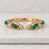 14K Yellow Gold Emerald and Diamond Open Wrap Ring