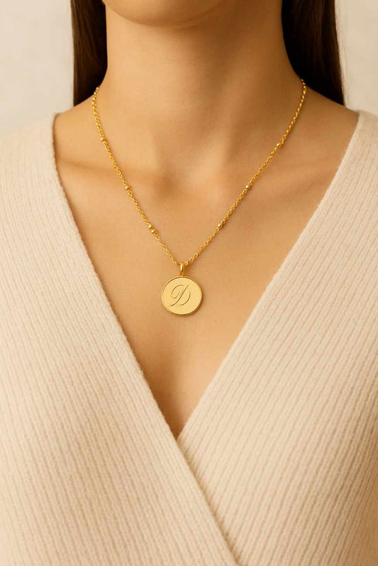 Personalized Engraved Necklace, Custom Engraving Coin Pendant Disc Custom Name Necklace for Women Jewelry Birthday Gift for Mom Initial Date