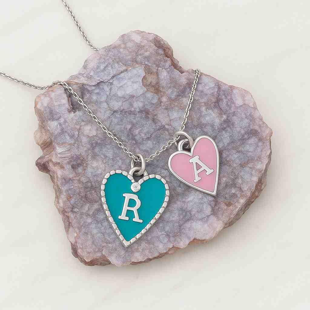 Personalized Interlocking Initial Necklace Sterling Silver Double Letter Pendant