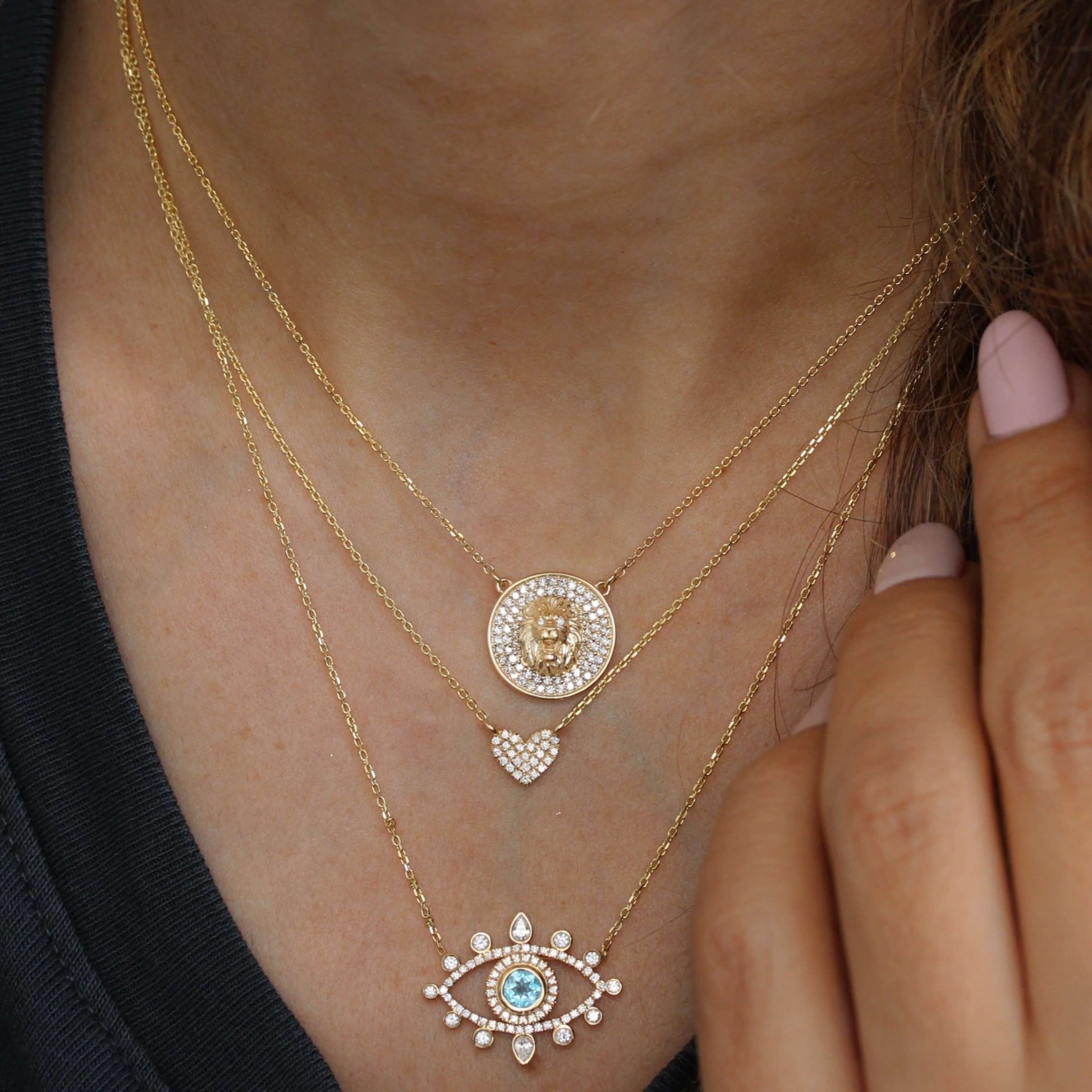 Personalized Jewelry, Gold Lion Diamond Coin Pendant, Zodiac Astrology Leo Symbol, Animal Pendant Necklace, Zion Lion Head Charm