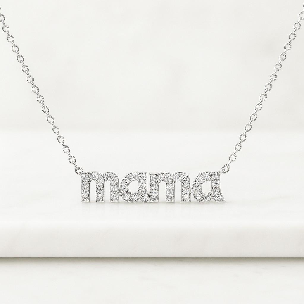 Personalized Mama Necklace 925 Sterling Silver Circle Disc Custom Engraved Name