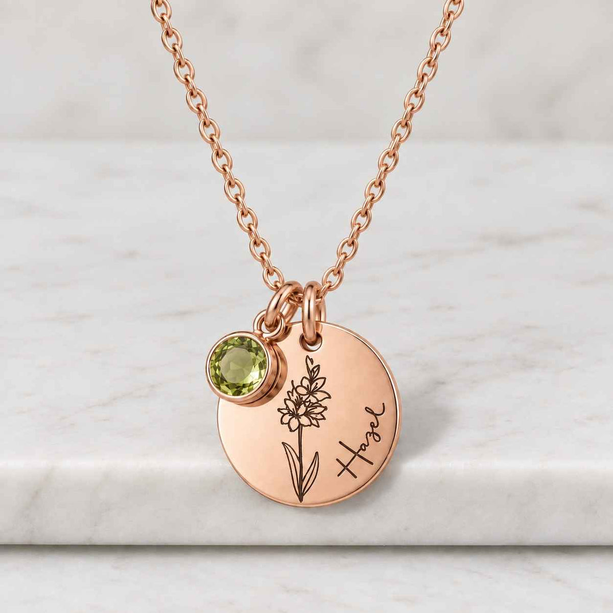 Personalized Peridot Bar Necklace, August Birthstone Necklace, Custom Engraved Name Pendant, Secret Message Gift for Her
