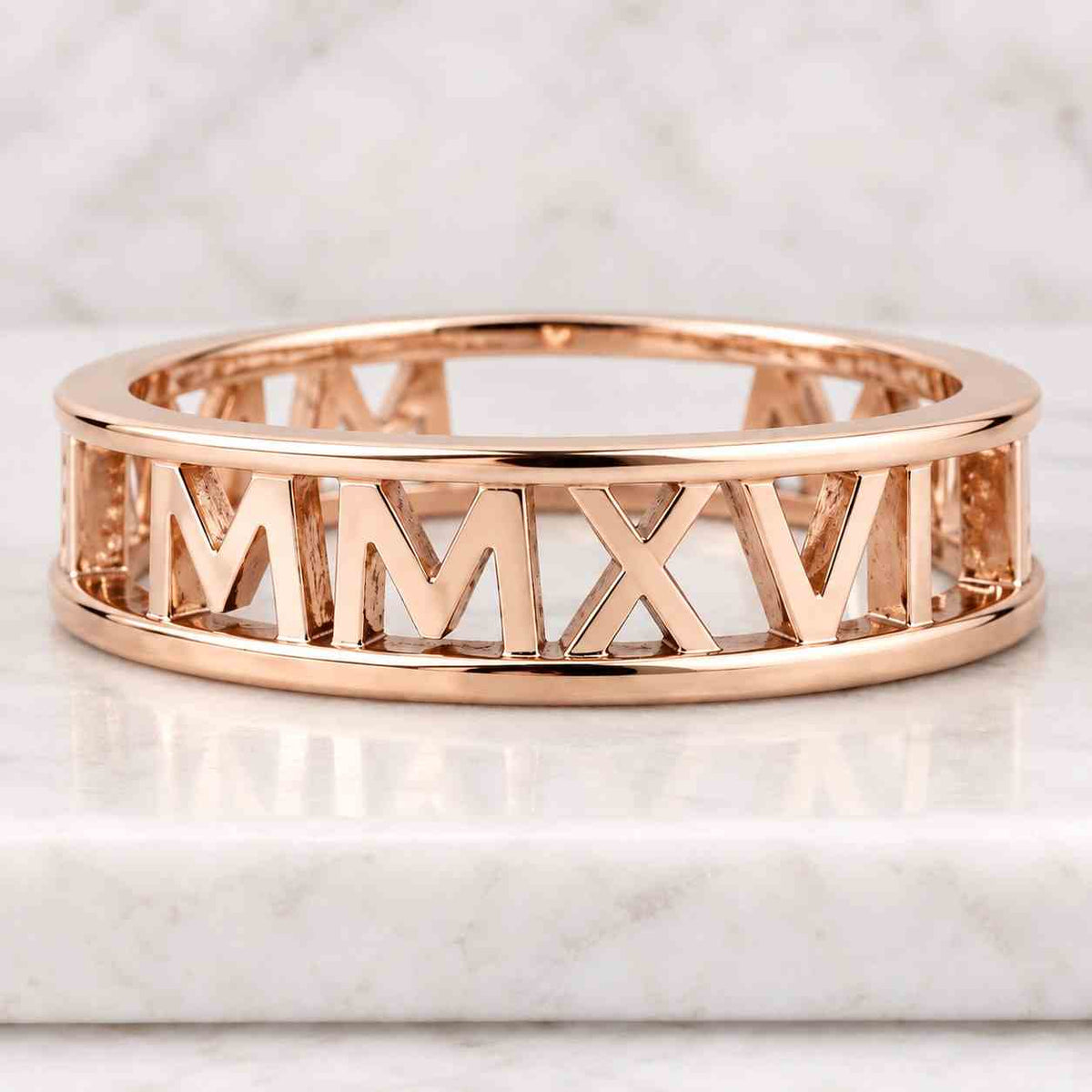 Personalized Roman Numeral Wedding Band, Custom Roman Date Band, Round Cut Certified Lab Grown Diamond Band, Full Eternity Solid Gold Band
