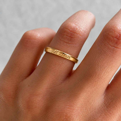 Personalized Thin Ring with Inside & Outside Engraving – Minimalist Band 925 Silver or Gold, Stacking Ring, statement ring, Gift for Her

