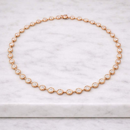 Petite Round Diamond Tennis Necklace Moissanite Necklace For Women Fine Jewelry Gifts For Wife-Fiance Wedding Necklace Anniversary Gifts
