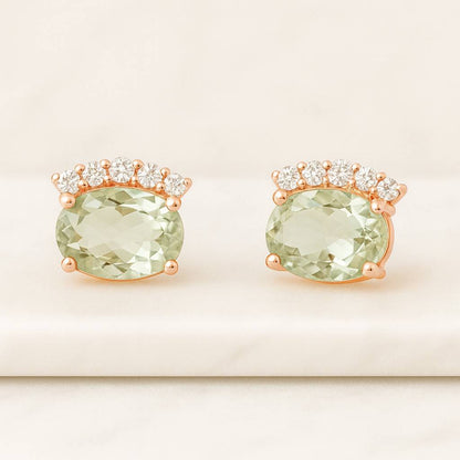 Buy 2.00 CT Oval Cut Half Halo Birthstone Stud Earrings Online