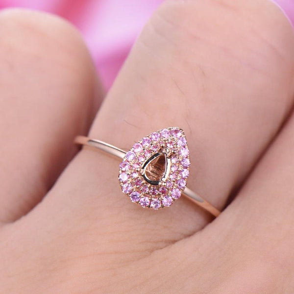 Pink Halo Engagement Ring