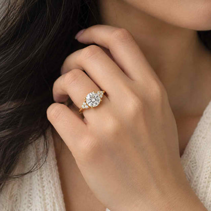 Pink Lab Grown Diamond Ring 2.0 CT Oval | Side Accent Diamond Engagement Ring | Unique Romantic Gold Ring Gift for Her
