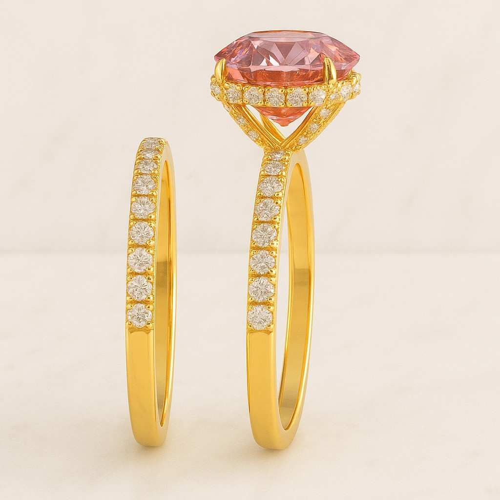 Pink Moissanite Ring Bridal Wedding Ring gift for her