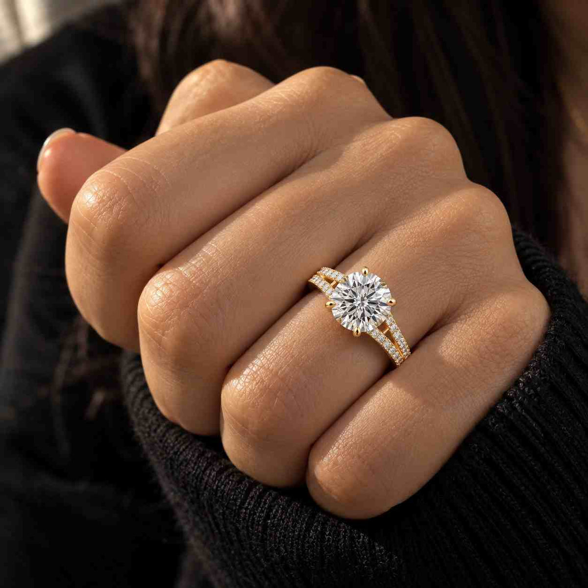 Pink Oval Lab Diamond Engagement Ring | Split Shank Pavé Band | White Gold | Anniversary gift
