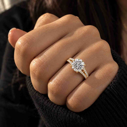 Pink Oval Lab Diamond Engagement Ring | Split Shank Pavé Band | White Gold | Anniversary gift
