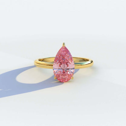 Pink Pear Cut Lab Created Diamond Engagement Ring