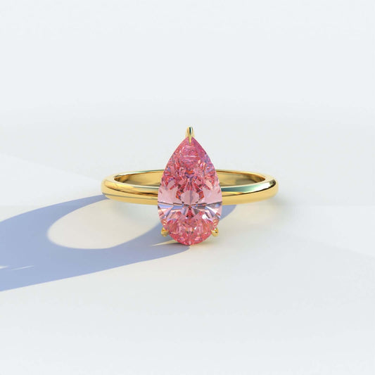 Pink Pear Cut Lab Created Diamond Engagement Ring