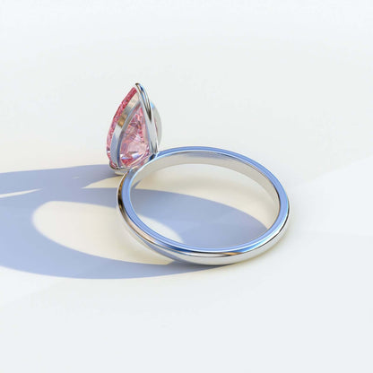 Pink Pear Cut Lab Grown Diamond Engagement Ring