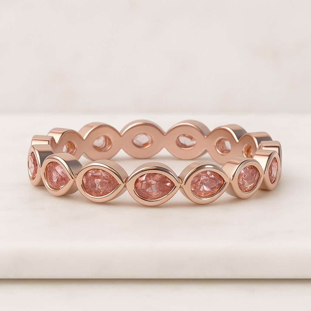 Pink Pear Cut Lab Grown Diamond Engagement Ring Solitaire Wedding Ring