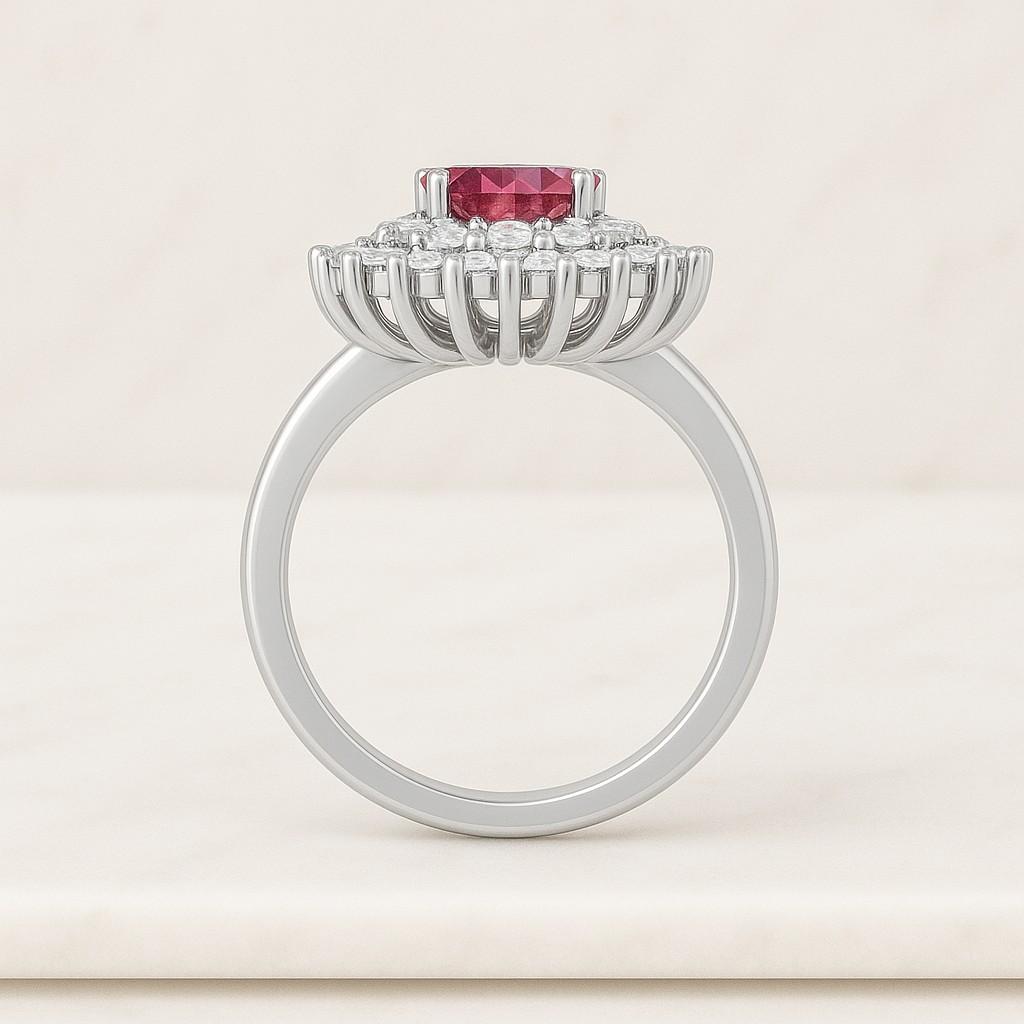 Pink Round Cut Lab Diamond Halo Wedding Ring Conflict Free Diamond Cluster Set Ring