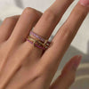 14K Gold Pink Sapphire Interlocking Loop Stack Ring