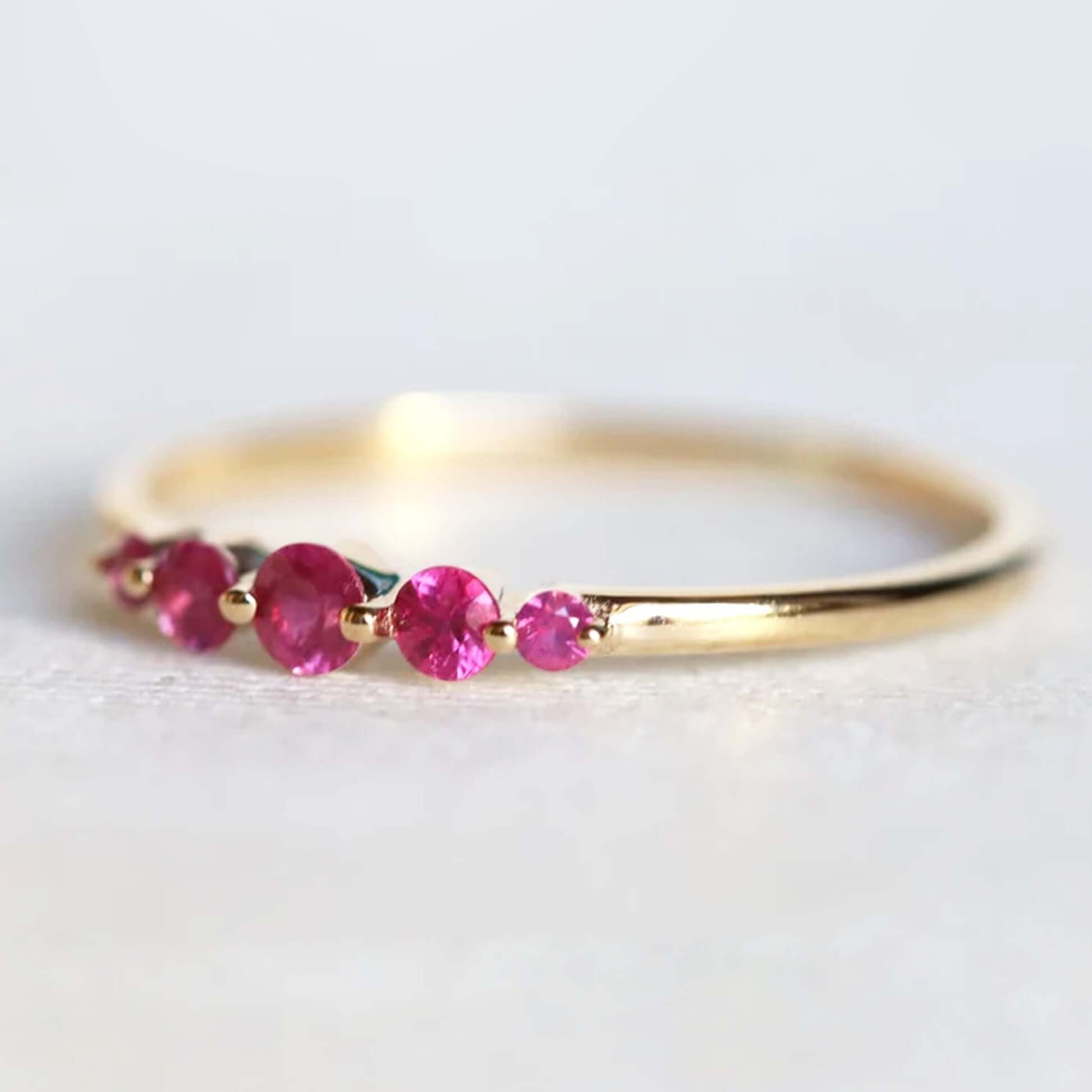 Pink Thin Wedding Band, 18k Solid Gold Band