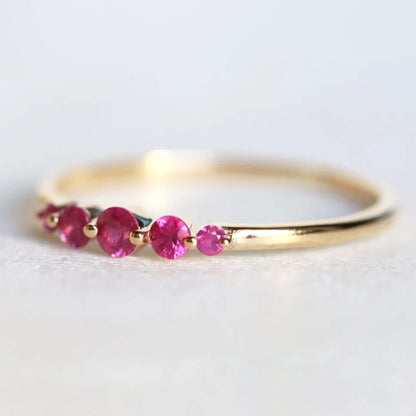 Pink Thin Wedding Band, 18k Solid Gold Band