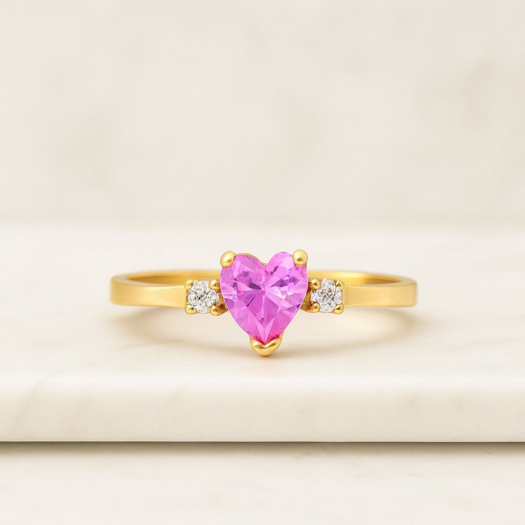 Pink Tourmaline Quartz Heart Shape Gemstone Ring  Gold Plated Ring for Wedding 925 Sterling Silver Signet Ring Vintage Jewelry Gift