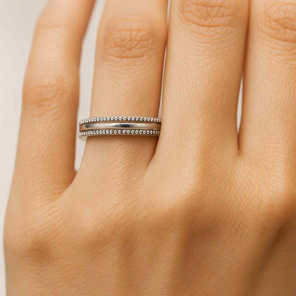 Plain Milgrain Gold Wedding Band, 14K Solid Gold Milgrain Edge Classic Men and Women Wedding Band, Engagement Thumb Midi Minimalist Ring