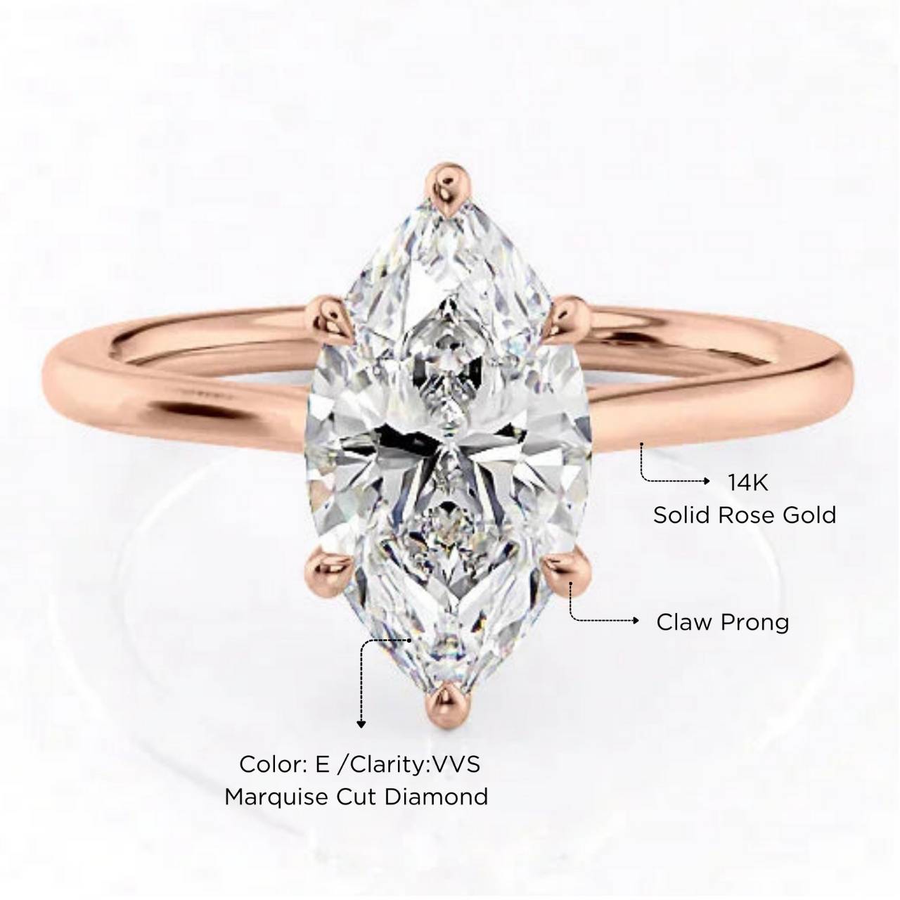 6 Claw Prong Marquise Cut Engagement Rings