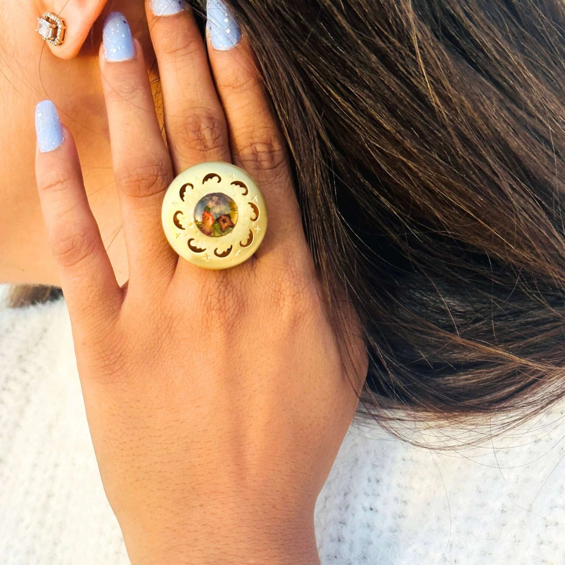 Pressed flower ring, resin ring, adjustable ring