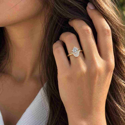 Princess Engagement Ring Unique Promise Ring Genuine Lab Grown Diamond Ring Twisted Band Ring Anniversary Gift for Her Square Diamond Ring