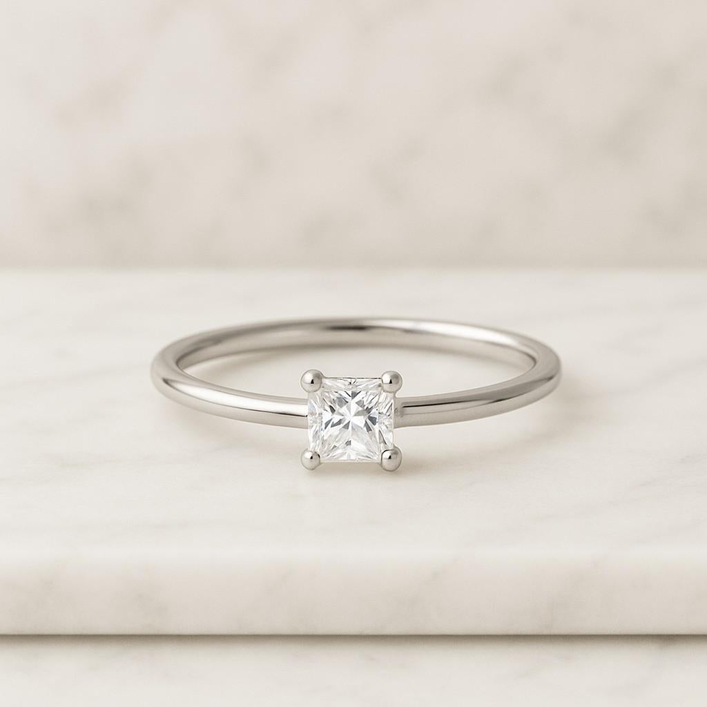 Princess Cut Diamond Solitaire Engagement Ring 14k Gold