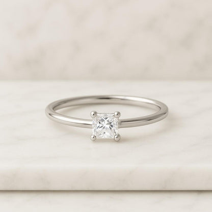 Princess Cut Diamond Solitaire Engagement Ring 14k Gold