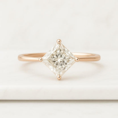 Princes Cut Lab Grown Diamond Engagement Ring Solitaire Diamond Ring Claw Prong Diamond Ring