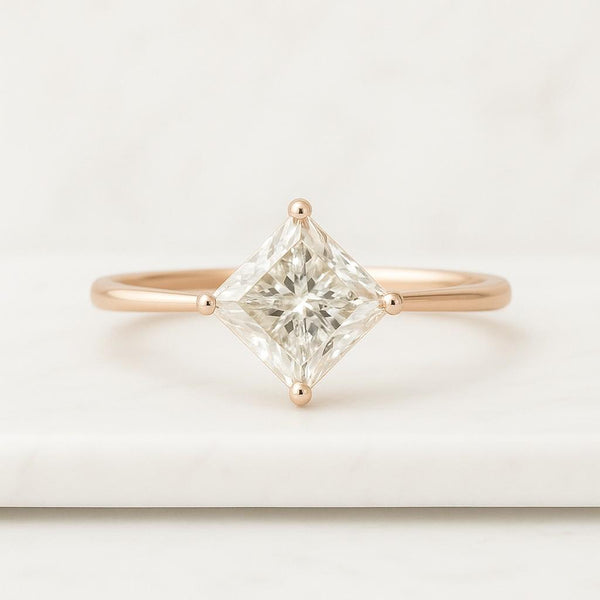 Princes Cut Lab Grown Diamond Engagement Ring Solitaire Diamond Ring Claw Prong Diamond Ring